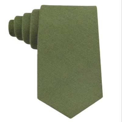 Entwineno Kids Linen Ties - Solid Color Slim Tie for Boys (Olive)