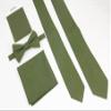 Entwineno Kids Linen Ties - Solid Color Slim Tie for Boys (Olive) view 4