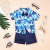 4t boys Clothes Toddler Boy Outfits Summer Shorts Hawaiian Style Beach Clothes Shirt & Shorts Set Blue 4-5 Years old view 2