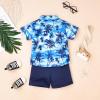 4t boys Clothes Toddler Boy Outfits Summer Shorts Hawaiian Style Beach Clothes Shirt & Shorts Set Blue 4-5 Years old view 3