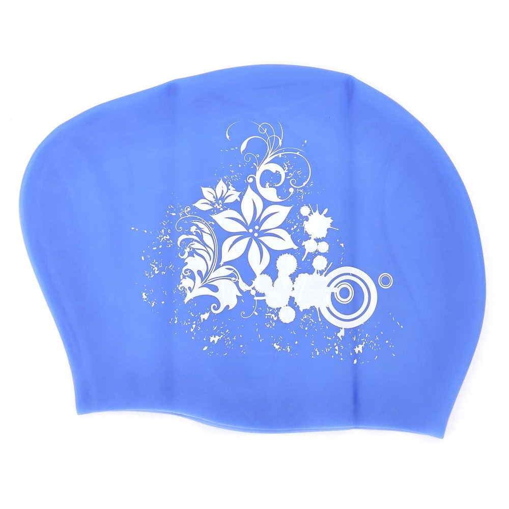plplaaoo Swim Caps for Long Hair,Swimming Cap,Silicone Swimming Caps,Swimming Cap Printing Silicone Waterproof Long Hair Special Short Hair Children Ladies Diving Cap(Blue)