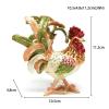 Yiju Elegant Rooster Trinket Box Jewelry Organizer for Women, Green Gold Tail view 4