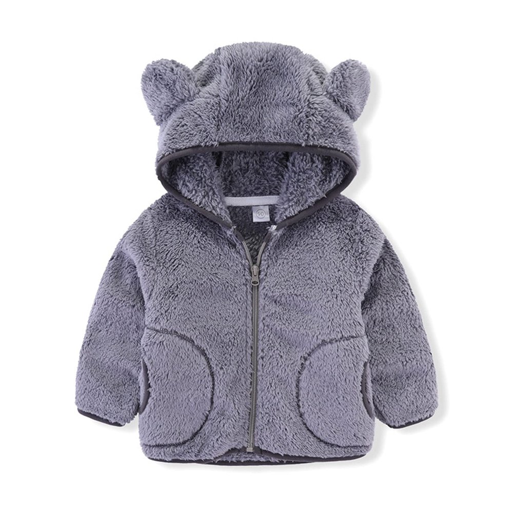 Baby Girls Bear Ears Long Sleeve Jacket Sweatshirt Outwear Zip Up Hoodie Coat Newborn Infant Winter (1-Grey, 2-3 Years)