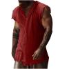 Men Distressed Linen Tank Tops Raw Edge V-Neck Sleeveless Hunting Shirts Summer Casual Vintage Hippie T-Shirts Red view 1