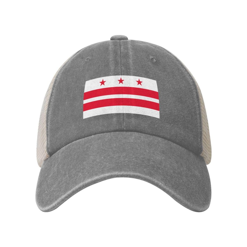 Flag of The District of Columbia Baseball Cap for Women Mens Hats Retro Mesh Caps Dad Hat Gray