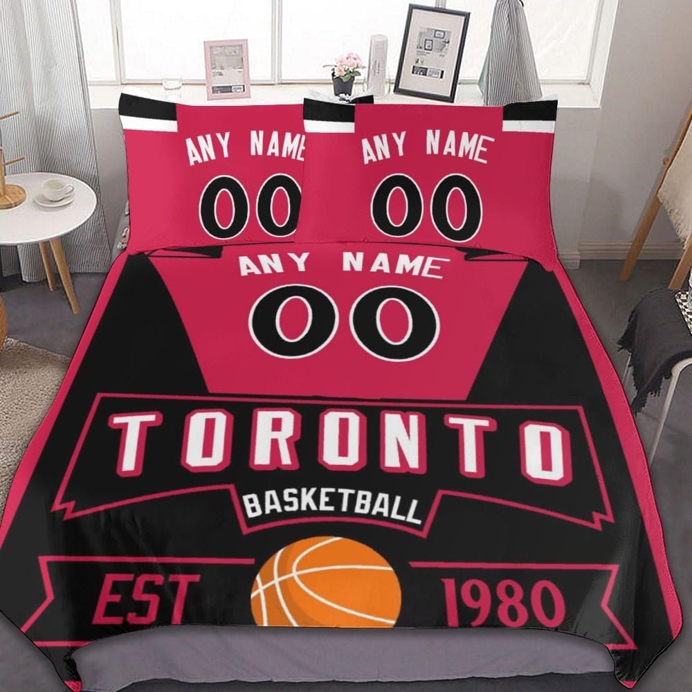 Custom Basketball Comforter Set,3 Piece(1 Comforter+2 Pillowcase)Comforter Set,Quilt Bedding Set for Basketball Fans,Personalized Name Number,Soft and Lightweight,Sports Basketball Bedroom Decor