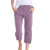 Linen Capris for Women Casual Loose Wide Leg Capris with Pockets Summer Drawstring High Waisted Cropped Pants Linen Pants for Women 2024 Wide Leg Capri Pants Womens Capri Yoga Pants view 1