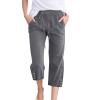 Linen Capri Pants for Women Casual Loose Wide Leg Capris with Pockets Summer Elastic High Waisted Cropped Pants Linen Pants for Women 2024 Wide Leg Trouser Pants Straight Leg Yoga Pants view 1