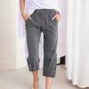 Linen Capri Pants for Women Casual Loose Wide Leg Capris with Pockets Summer Elastic High Waisted Cropped Pants Linen Pants for Women 2024 Wide Leg Trouser Pants Straight Leg Yoga Pants view 2