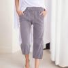 Linen Capris for Women Casual Loose Wide Leg Trousers with Pockets Summer Drawstring High Waisted Cropped Pants Linen Pants Women Petite Wide Leg Trouser Pants Womens Capri Yoga Pants view 2