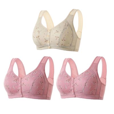 Lmdudan 3Pack Front Button Bra Women Full Coverage Bralettes Underwear Everyday Sports Bras Breathable Comfort Wireless Bras