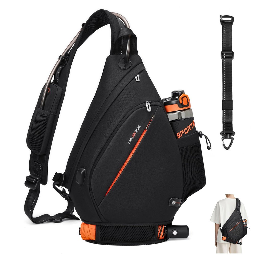 joinjoyque 19L Sling Backpack for Men, Crossbody Backpack | Travel Sling Bag with Bottle Holder | One Shoulder Backpack | One Strap Backpack | Hiking