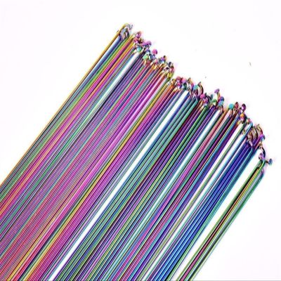 XBLYDXS Spoke Lines Vacuum Plated Colored Spokes 26 27.5 29 Inch Spoke Nipples Mountain/Road Bike 304 Stainless Steel 14G (Color : 259MM X 10pcs)