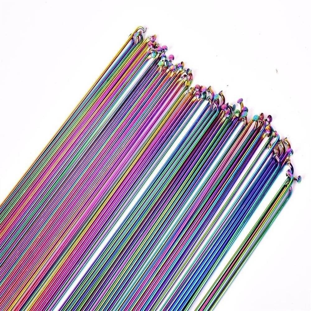 XBLYDXS Spoke Lines Vacuum Plated Colored Spokes 26 27.5 29 Inch Spoke Nipples Mountain/Road Bike 304 Stainless Steel 14G (Color : 259MM X 10pcs)