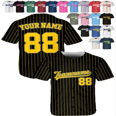 Custom Stripe Baseball Jerseys - Personalized Pinstripe Softball Shirts for Men, Women, Boys, and Girls - Customized Team Uniforms for Sports Fans, Teams, Events, Gifts - Add Your Name, Number, Logo