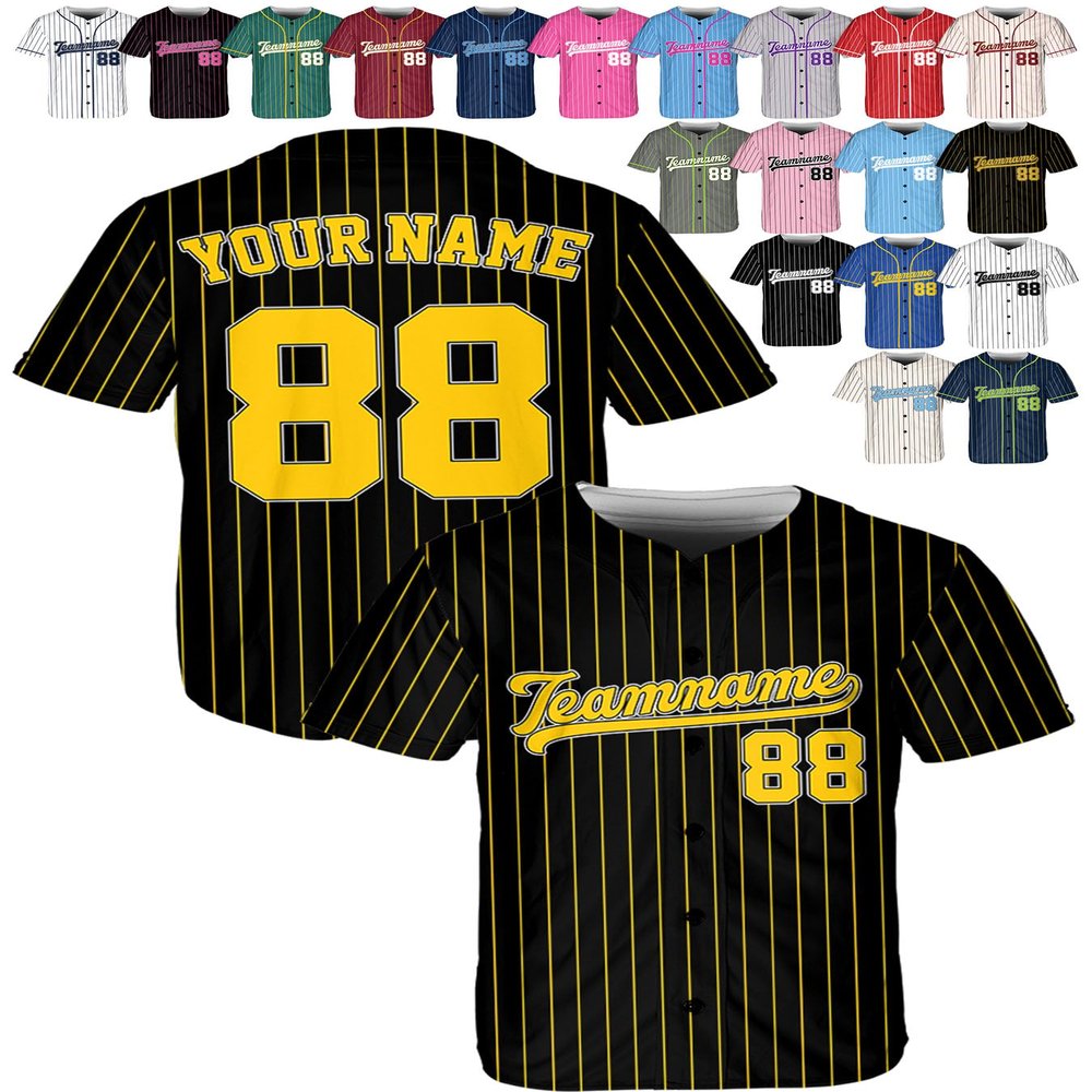 Custom Stripe Baseball Jerseys - Personalized Pinstripe Softball Shirts for Men, Women, Boys, and Girls - Customized Team Uniforms for Sports Fans, Teams, Events, Gifts - Add Your Name, Number, Logo