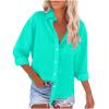 Akklian Womens Tops Casual Linen Blouses Tops V Neck Long Sleeve Button down Basic Shirts Summer Tops Tunic Tops with Pocket view 1