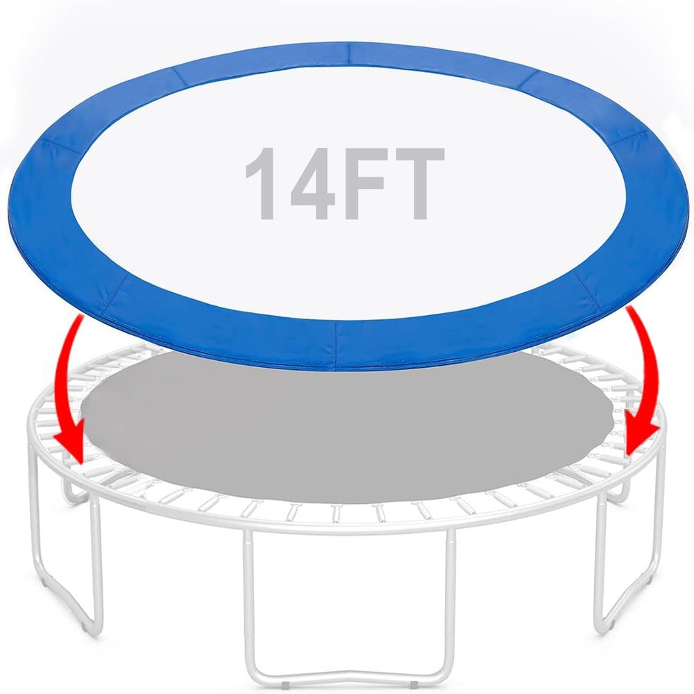 14FT Universal Trampoline Pads, Round Replacement Trampoline, Weatherproof Spring Cover, Safety Pad Trampoline, PVC & PE Foam Protection
