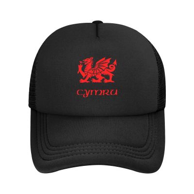 Byoblu Wales Welsh Dragon Yard Flag Trucker Hat - Mesh Baseball Snapback Cap for Men Or Women Outdoors Black