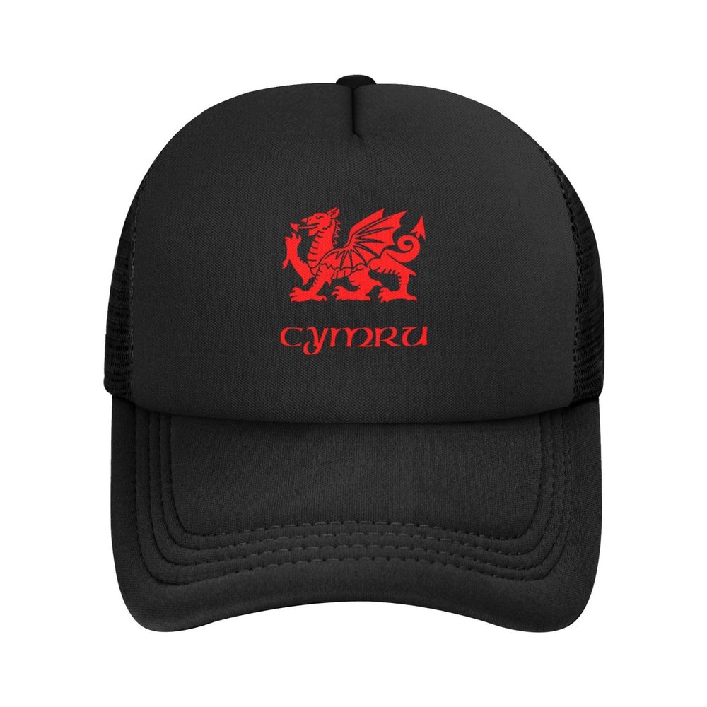 Byoblu Wales Welsh Dragon Yard Flag Trucker Hat - Mesh Baseball Snapback Cap for Men Or Women Outdoors Black