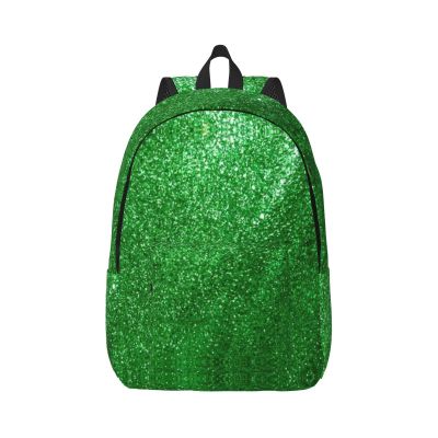 DRTGEDS Green Sequin Sparkle Backpack For Men Women, Canvas Shoulder Rucksack Carry-On Travel Backpack