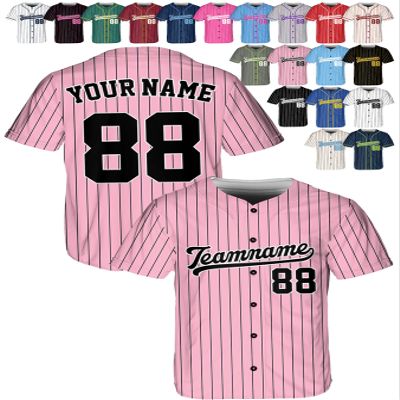 Custom Stripe Baseball Jerseys - Personalized Pinstripe Softball Shirts for Men, Women, Boys, and Girls - Customized Team Uniforms for Sports Fans, Teams, Events, Gifts - Add Your Name, Number, Logo