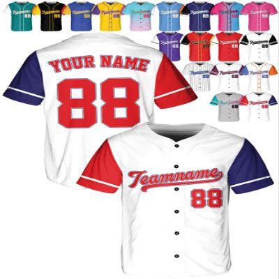 Custom Baseball Jerseys - Personalized Softball Shirts for Men, Women, Boys, and Girls - Customized Team Uniforms for Sports Fans, Teams, Events, Gifts - Add Your Name, Number, Logo White/Red/Navy