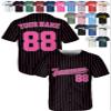 Custom Stripe Baseball Jerseys - Personalized Pinstripe Softball Shirts for Men, Women, Boys, and Girls - Customized Team Uniforms for Sports Fans, Teams, Events, Gifts - Add Your Name, Number, Logo view 1