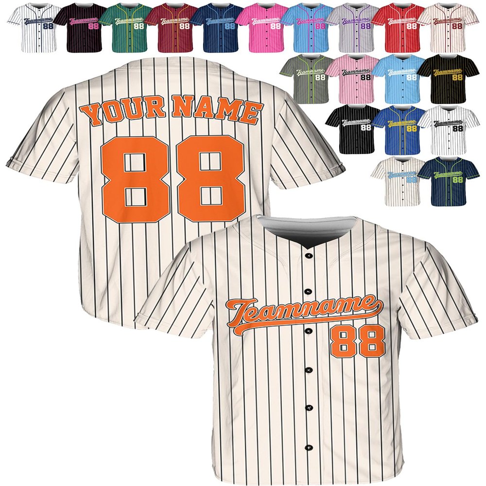 Custom Stripe Baseball Jerseys - Personalized Pinstripe Softball Shirts for Men, Women, Boys, and Girls - Customized Team Uniforms for Sports Fans, Teams, Events, Gifts - Add Your Name, Number, Logo