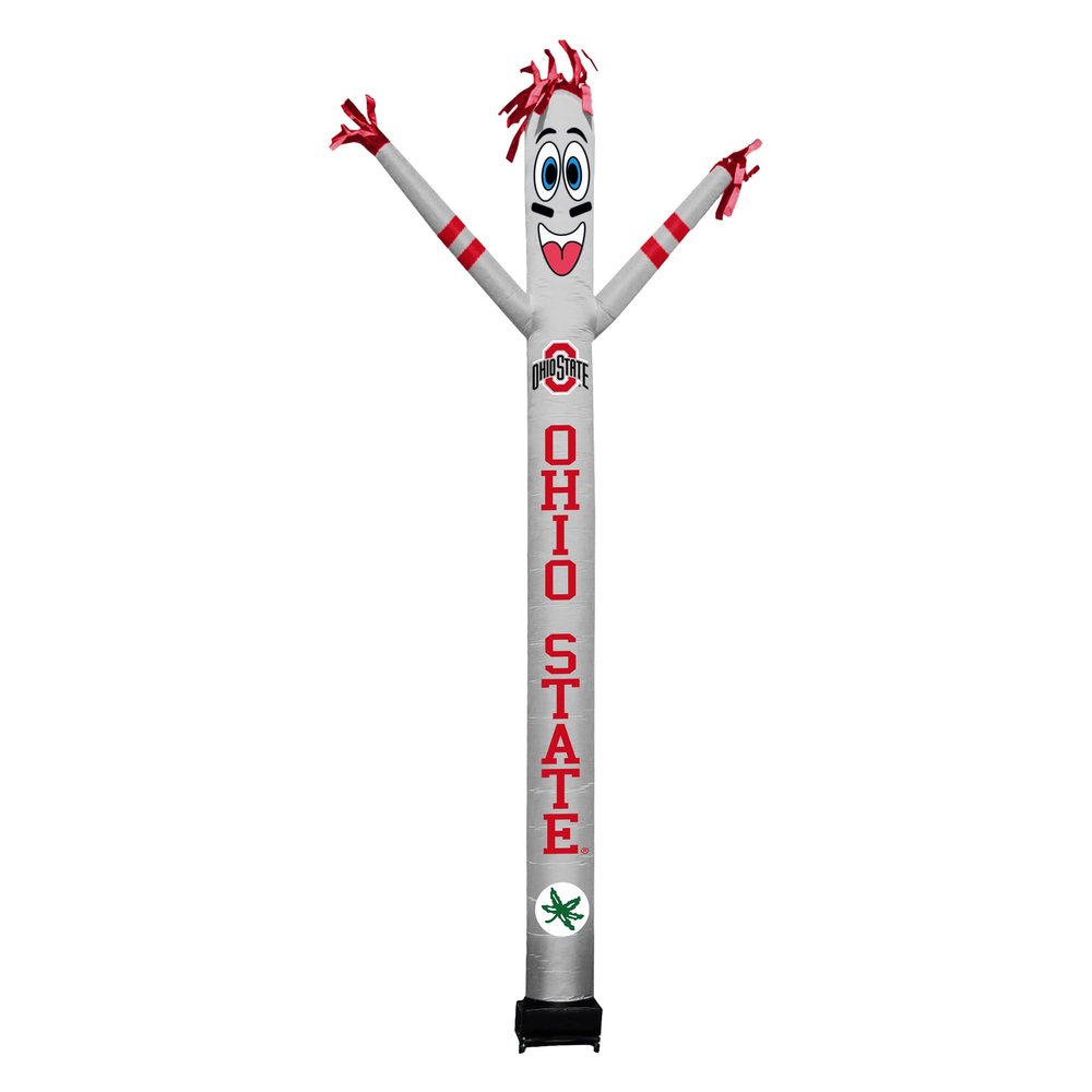 Sporticulture NCAA Ohio State Buckeyes Football Wacky Waving Inflatable Tube Guy with LED Lights & Built-in Blower Air Wacky Dancers Inflatable Tube Man Crazy Sports Fan Outdoor Party Decoration
