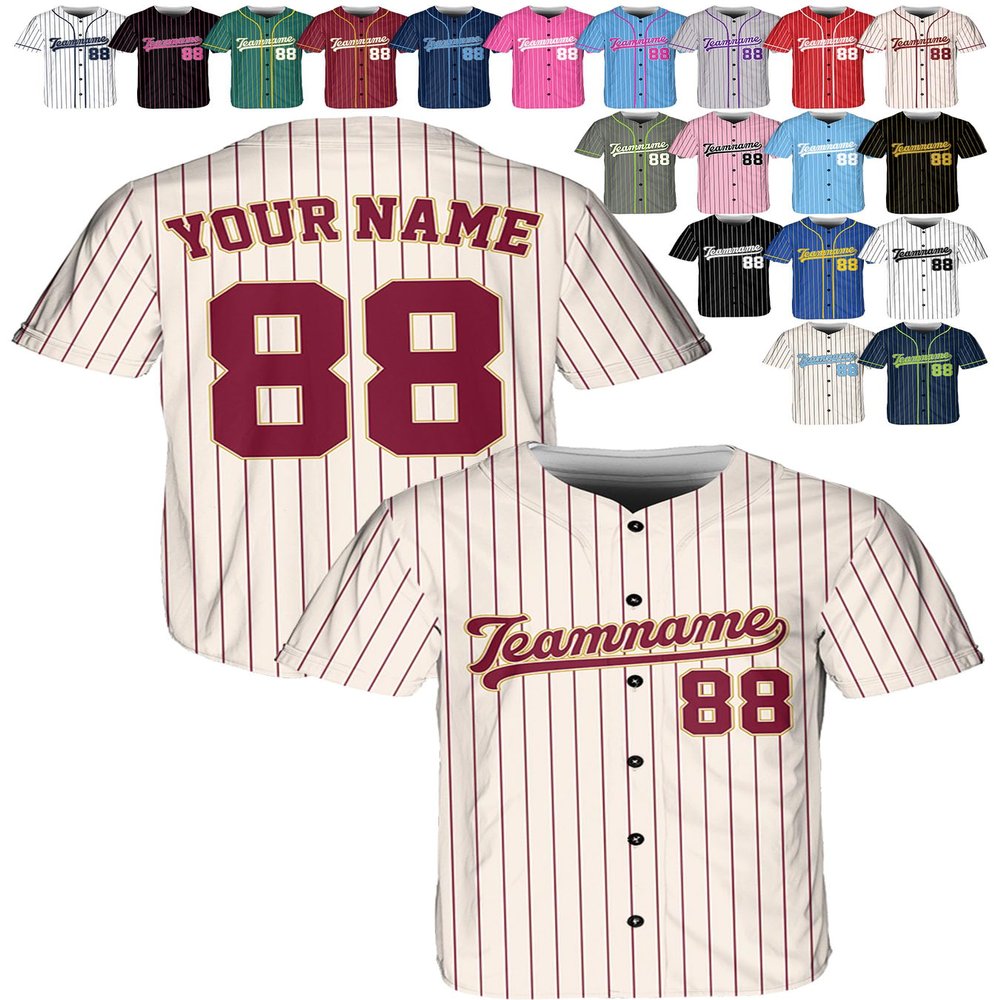 Custom Stripe Baseball Jerseys - Personalized Pinstripe Softball Shirts for Men, Women, Boys, and Girls - Customized Team Uniforms for Sports Fans, Teams, Events, Gifts - Add Your Name, Number, Logo