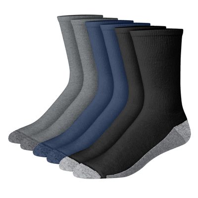 Hanes Men's Crew Socks, Double Tough Max Cushion Socks, Moisture-Wicking Socks, 12-Pairs