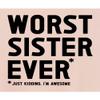 Go All Out Small Blush Women Worst Sister Ever Just Kidding I'm Awesome Funny Cropped Hooded Sweatshirt view 2