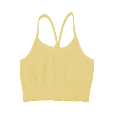 Kurve Girls' Underwear Crop Training Bra, Seamless Racerback Crop Top, UV Protective Fabric UPF 50+ (Made with Love in The USA), Pale Yellow, Medium/Large (Ages 9-14)