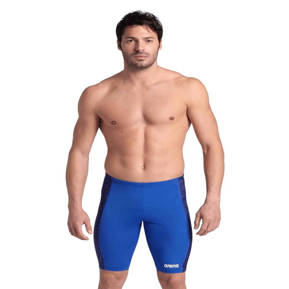 ARENA Performance Men's Abstract Tiles Swim Jammer MaxLife Athletic Practice Knee-Length Swimsuit Short Competitive Training Bathing Suit, Royal/Team Royal, US Size 18
