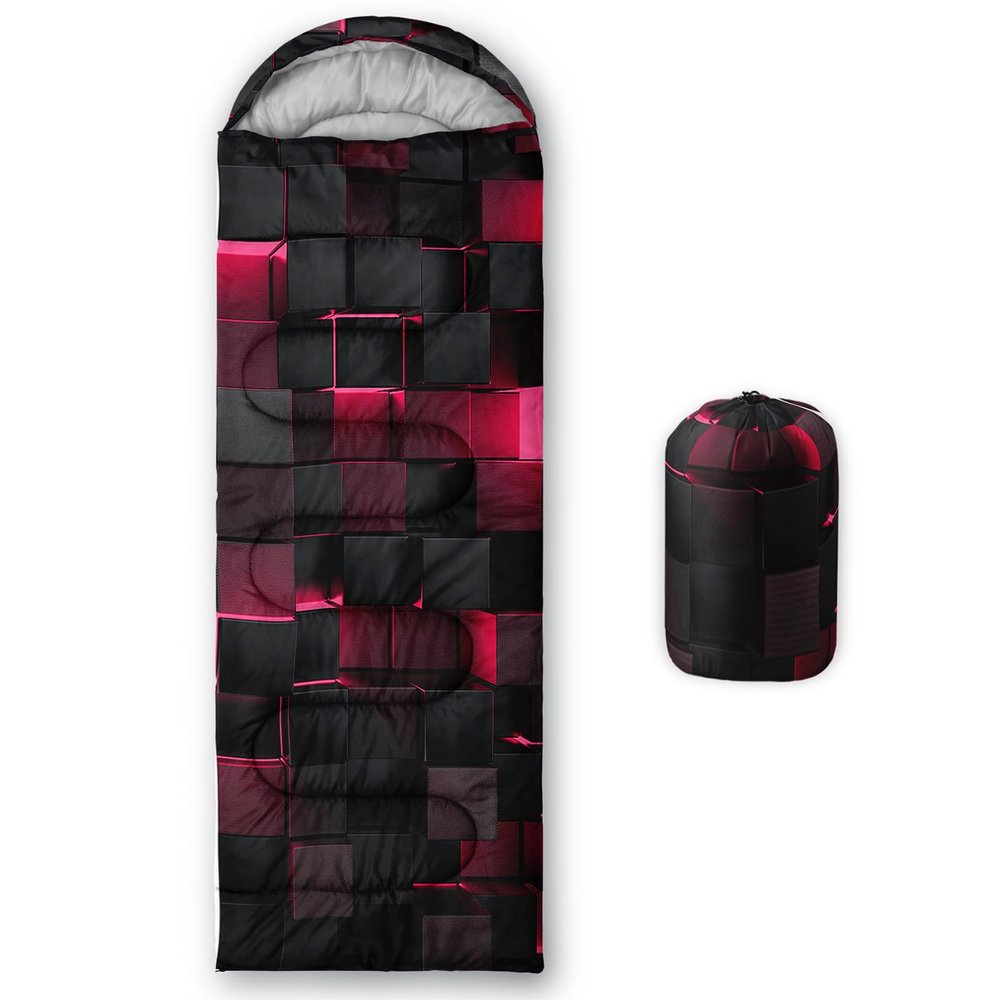 Sleeping Bags for Adults and Kids3D Printing Camping Sleeping Bag for Girls Boys Lightweight Waterproof Cold/Warm 3-SeasonOutdoor Travel with Compression Bags