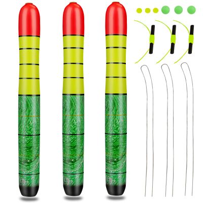 QualyQualy Fishing Floats 3PCS Weighted Catfish Pole Floats, High Visibility Wood Pole Fishing Float for Catfish Pike