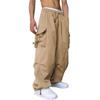 WZIKAI Men's Baggy Cargo Pants Casual Parachute Cargo Pants Loose Fit Hip Hop Harem Pants with Pockets Khaki XXL view 3