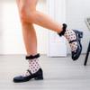 Miaband Ruffle See Through Socks Dot Lace Sheer Socks Tulle Cool Mesh Ankle Sock for Women 2 Pairs (US, Alpha, One Size, Regular, Regular, Ruffle) view 3