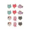 ChungLong0593 6 Pairs Cute Animal Cat Dinosaur Clip on Earrings Lovely Pet Non Pierced Enamel Earrings for Women Christmas Birthday Gift-cat view 1