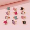 ChungLong0593 6 Pairs Cute Animal Cat Dinosaur Clip on Earrings Lovely Pet Non Pierced Enamel Earrings for Women Christmas Birthday Gift-cat view 3