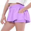 EXARUS 3 Pack Girls Shorts Butterfly Flowy Athletic Skort Dance Cheer Outfits Teen Running Skirts Preppy Tennis 2 in 1 Flutter Gym Kids Tween Clothes Green Blue Purple 6Y view 2