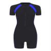 Hedmy Women Zipper Rash Guard Swimsuit Sun Protection Surfing Boyleg One Piece Sport Swimwear Bathing Suits Blue&Black A Large view 3