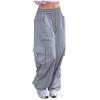 Parachute Cargo Wide Leg Pants Women Drawstring High Elastic Waisted Trousers Hiking Jogger Y2k Sweatpants with Pockets view 1