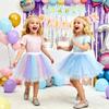 DXTON Girls Tutu Skirt Rainbow Toddler Tulle Ballet Dance Skirt for 2-8 Years SK276,8T view 2