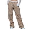 Womens High Elastic Waisted Cargo Pants Drawstring Wide Leg Pants Trendy Loose Joggers Sweatpants with Multiple Pockets view 1