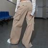 Womens High Elastic Waisted Cargo Pants Drawstring Wide Leg Pants Trendy Loose Joggers Sweatpants with Multiple Pockets view 3