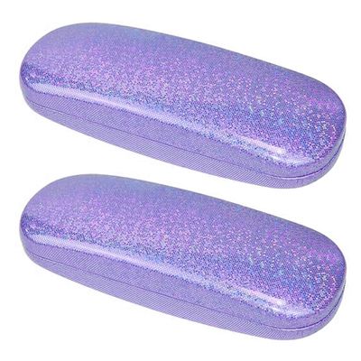 ABAJI 2 PCS Eyeglasses Case Kids Students Reading Glasses Organizer Hard Shell Lint Lining Snap Close Men Women Boys Girls