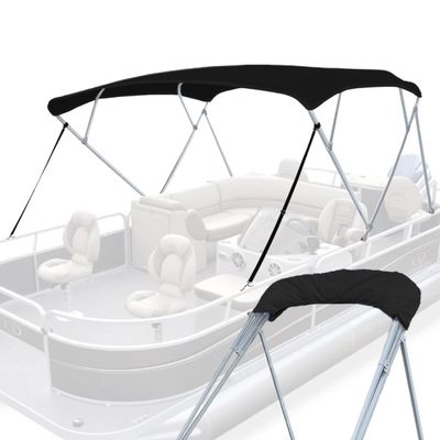 Seapisode 4 Bow Bimini Tops for Boat, 600D Fade and Crack Resistant Bimini Top Cover, Matte Square Support Poles, Black 8'L 54" H 4 Bow 8'L 54" H 85"-90" W