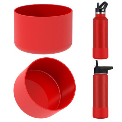 Linkidea Water Bottle Sleeve, Silicone Boot Compatible with IRON FLASK Wide Mouth 14oz/18oz/22oz, Narrow Mouth 12oz/16oz/20oz/24oz, Red, 2 Pack